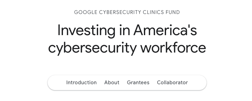 Screenshot from the Google Cybersecurity Clinics Fund
